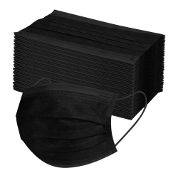 Cubrebocas negro tricapa plisado termosellado